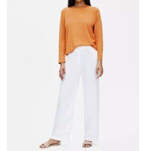 Nwt Eileen Fisher $198 Tencel & Organic Linen Slub Wide Leg Pants White